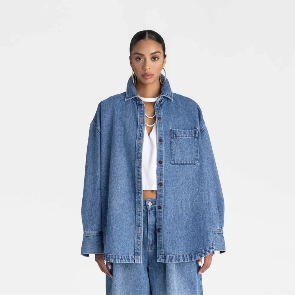 KBB by KAHLANA Women's Long Sleeve 'The Samira Shirt' - Medium Wash L